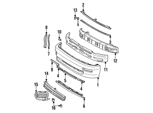 1991 Toyota Celica Bracket, Front Bumper Extention Mounting Diagram for 52114-20080