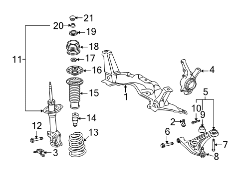 2008 Scion xD Shock Absorber Assembly Front Right Diagram for 48510-80380