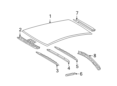 2005 Toyota Solara Bracket, Roof Panel Reinforcement, RH Diagram for 63147-AA020