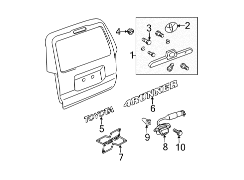 2005 Toyota 4Runner Handle, Dark Red, Rear Diagram for 76801-35410-D0