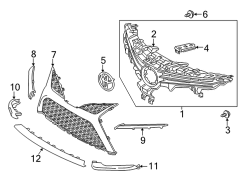 2024 Toyota Camry Grille Sub-Assembly, Rad Diagram for 53102-06420