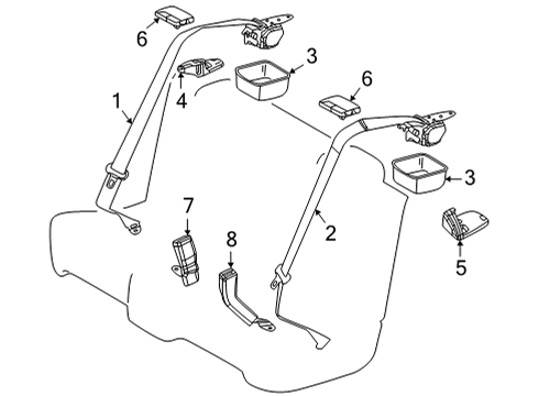 2020 Toyota Mirai Guide Assembly, Rear Seat Diagram for 73340-33010-J0