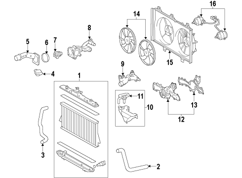 2013 Toyota Highlander Cooling System, Radiator, Water Pump, Cooling Fan Diagram 6 - Thumbnail