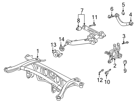 2003 Toyota Matrix Rear Suspension, Control Arm Diagram 2 - Thumbnail