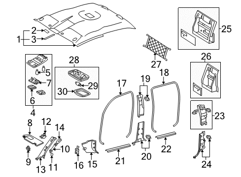 2015 Toyota Tacoma Headliner, Beige Diagram for 63310-04240-E0