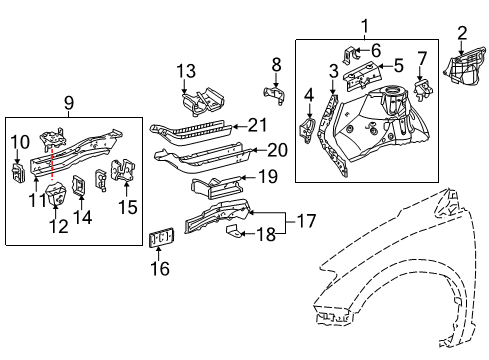 2017 Toyota Sienna Reinforcement Sub-Assy, Front Side Member, Rear LH Diagram for 57044-08010