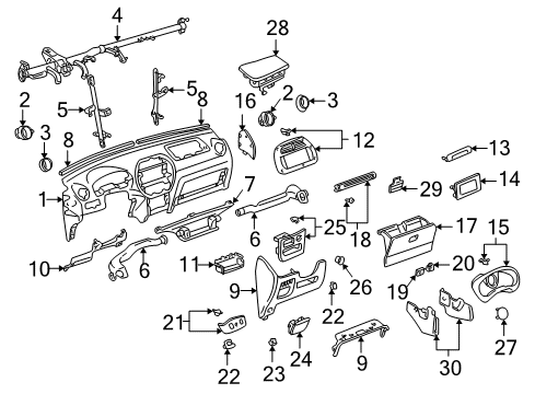 2002 Toyota RAV4 Gauge Housing Diagram for 55411-42030