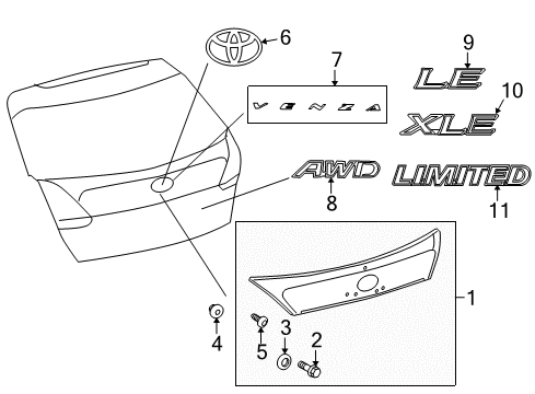 2015 Toyota Venza Molding, Dark Blue, Rear Diagram for 76801-0T050-J1