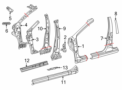 2017 Toyota Prius C Reinforcement Sub-Assembly Diagram for 61109-52220