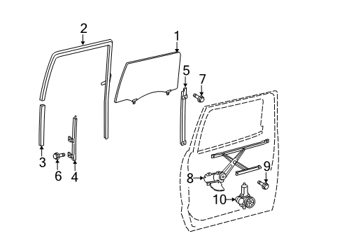 2007 Toyota Tundra Rear Door - Glass & Hardware Diagram