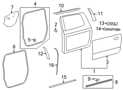 2024 Toyota Tundra Black Out Tape, Driver Side Diagram for 75924-AN010