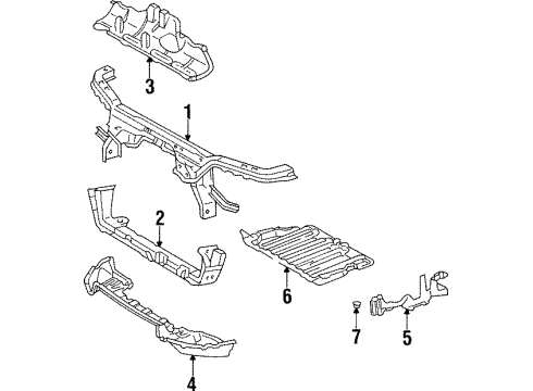 1998 Toyota Supra Radiator Support, Splash Shields Diagram