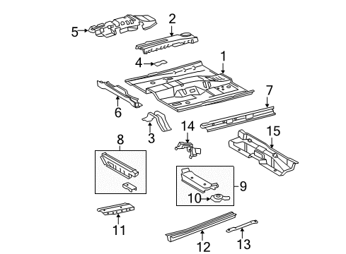 2008 Toyota Camry Pillars, Rocker & Floor - Floor & Rails Diagram