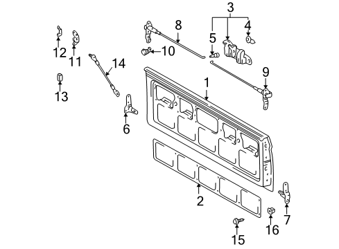 2000 Toyota Tacoma Cover, Tail Gate Service Hole Diagram for 65759-04050