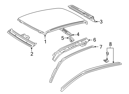 2000 Toyota Tundra Roof & Components Diagram