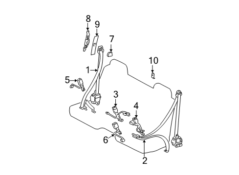 2000 Toyota Tundra Cap, Seat Belt Anchor Cover Diagram for 73178-07020-B5