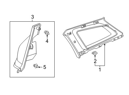 2007 Toyota Matrix Garnish, Roof Side, Inner RH Diagram for 62471-02221-B0