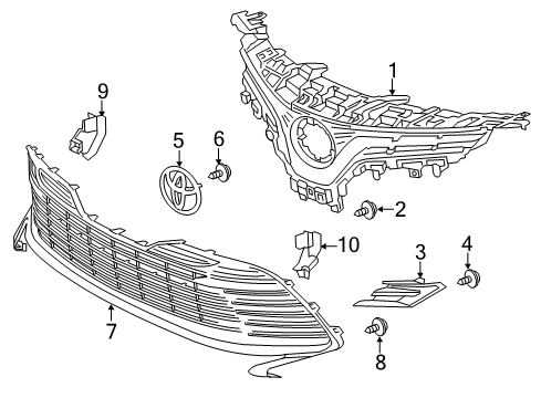 2020 Toyota Camry Grille & Components Diagram 3 - Thumbnail