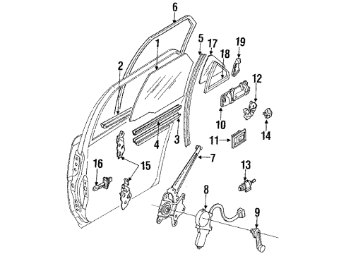 1988 Toyota Corolla Rear Door - Glass & Hardware Diagram 2 - Thumbnail