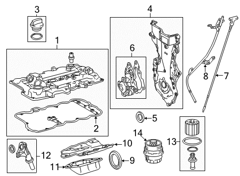 2015 Scion iQ Engine Parts, Mounts, Cylinder Head & Valves, Camshaft & Timing, Variable Valve Timing, Oil Pan, Crankshaft & Bearings, Pistons, Rings & Bearings Diagram