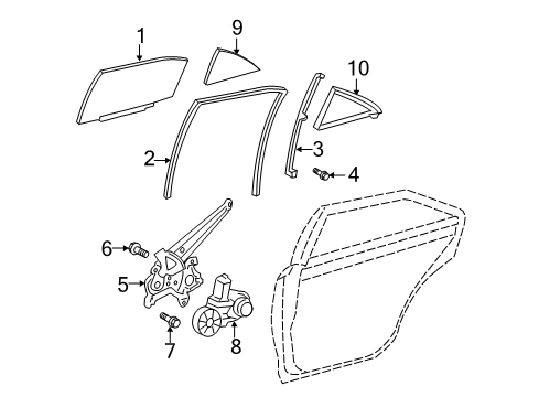 2008 Toyota Camry Glass Sub-Assy, Rear Door, LH Diagram for 68104-06090