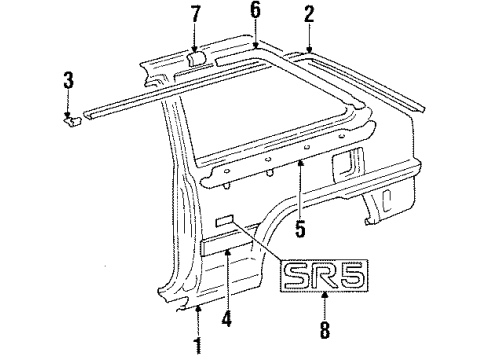 1984 Toyota Tercel Quarter Panel & Components Diagram