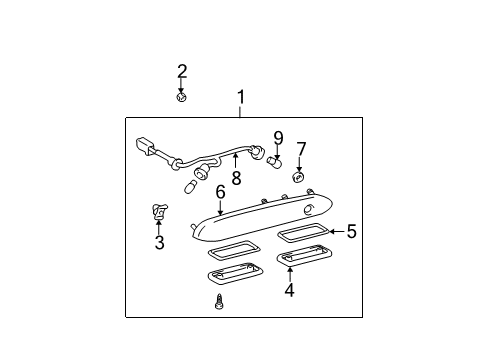 2001 Toyota Sienna Cover, License Plate Lamp Diagram for 81276-08010-B1