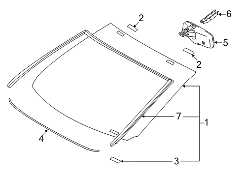 2017 Toyota RAV4 Windshield Glass, Reveal Moldings Diagram