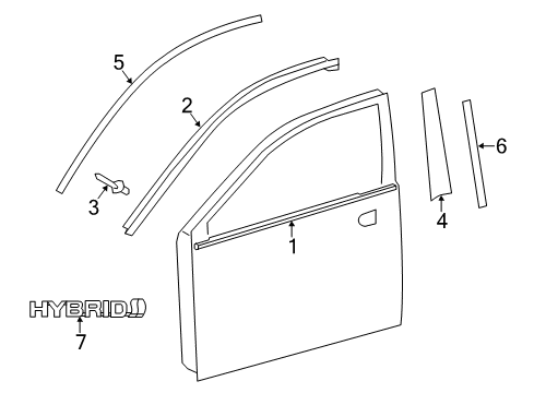 2017 Toyota Avalon Exterior Trim - Front Door Diagram