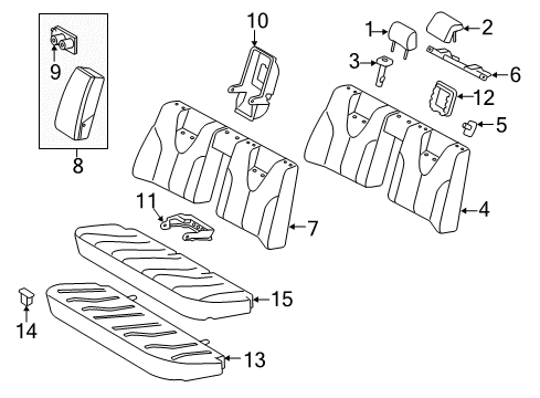 2008 Toyota Camry Rear Seat Components Diagram