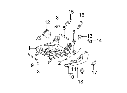 2003 Toyota Camry Cover, Reclining Adjuster, LH Diagram for 71812-33160-E0