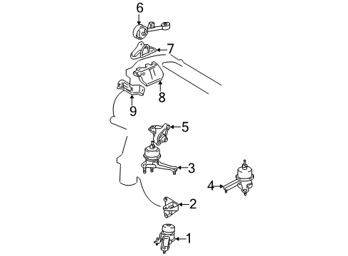 2004 Toyota Solara Engine & Trans Mounting Diagram 2 - Thumbnail