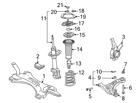 2004 Scion xA Support Sub-Assy, Front Suspension, LH Diagram for 48609-52050