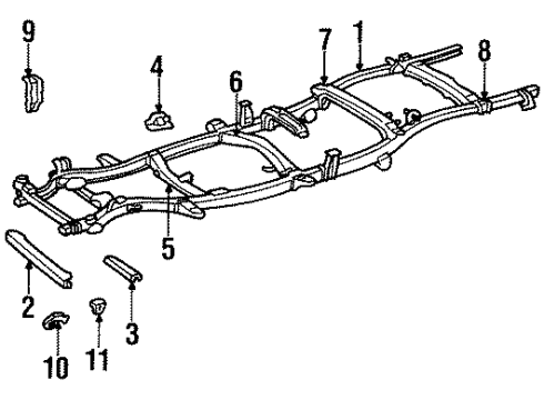 1996 Toyota T100 CROSSMEMBER Sub-Assembly, Frame Diagram for 51203-34031