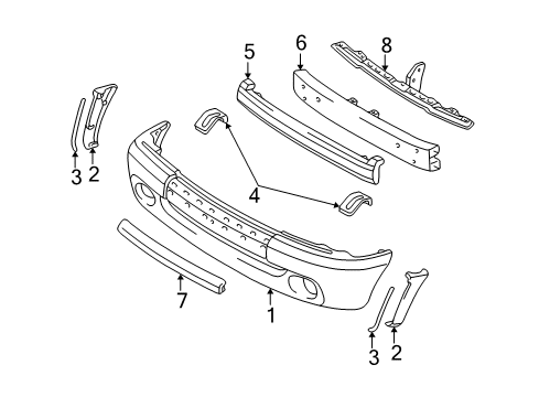 2006 Toyota Tundra Protector, Front Bumper Diagram for 52541-34010-C0