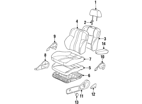 1996 Toyota Celica Front Seat Components Diagram