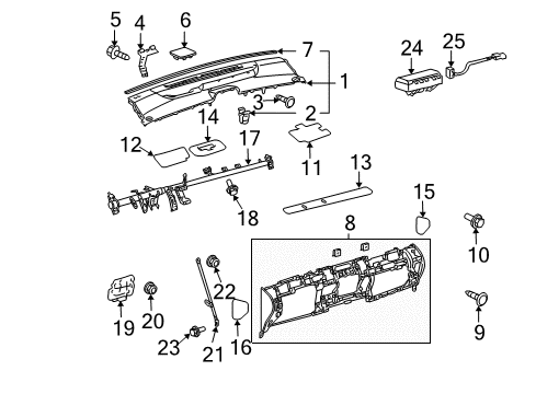 2004 Toyota Prius Cluster & Switches, Instrument Panel Diagram 1 - Thumbnail