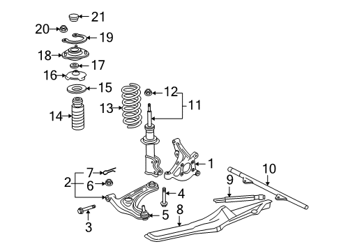 2005 Toyota MR2 Spyder Front Suspension, Control Arm, Stabilizer Bar Diagram 1 - Thumbnail