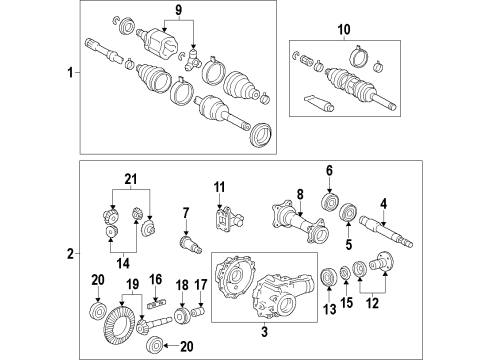 2016 Toyota 4Runner Front Axle Shafts & Differential Diagram