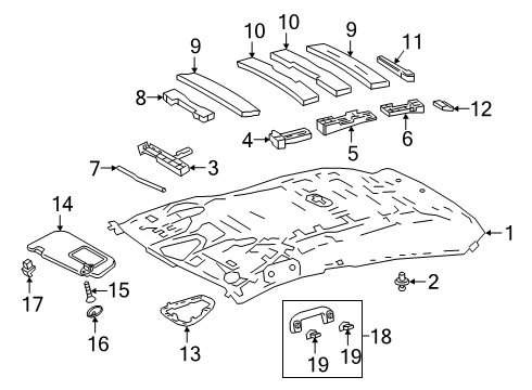 2020 Toyota C-HR Visor Assembly, Right Diagram for 74310-12J70-B0