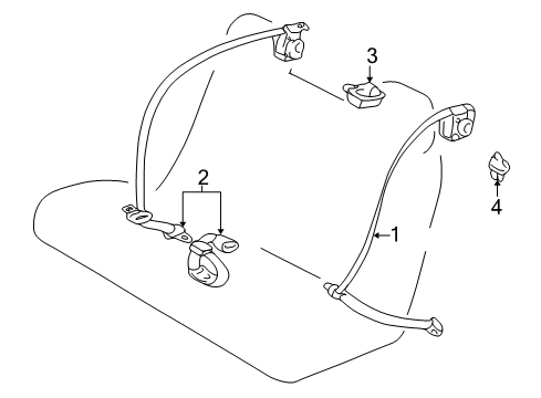 2001 Toyota Corolla Guide, Rear Seat Shoulder Diagram for 73343-02010-B1