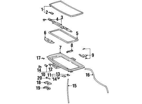 1997 Toyota Paseo Bolt, Removable Roof Hinge Case Diagram for 63297-12010