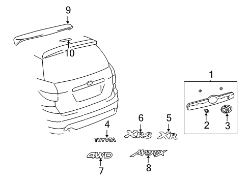 2004 Toyota Matrix Back Door Name Plate, No.4 Diagram for 75445-12260