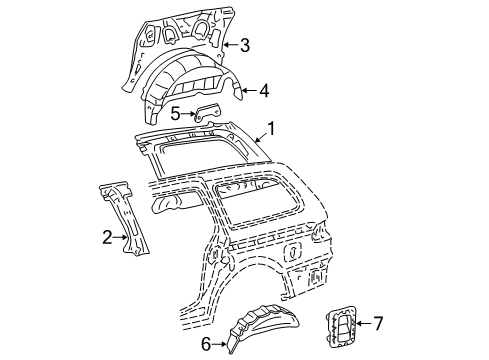 2001 Toyota Sienna Panel, Roof Side, Inner RH Diagram for 61731-08901