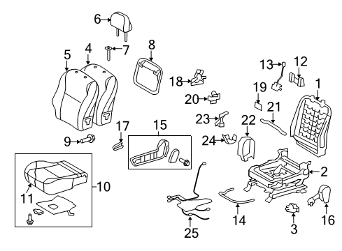 2011 Toyota Matrix Cover, Reclining Adjuster Inside, RH Diagram for 71875-02130-B0