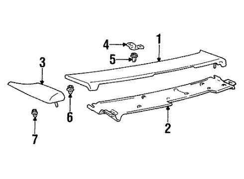 1993 Toyota Paseo Spoiler Sub-Assy, Rear Upper Diagram for 76091-16900