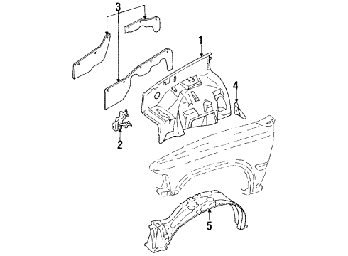 1992 Toyota Pickup Inner Components - Fender Diagram