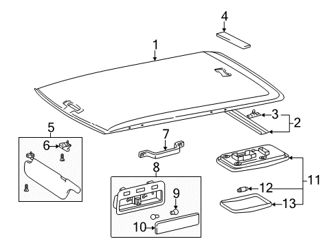 1996 Toyota RAV4 Interior Trim - Roof Diagram 2 - Thumbnail