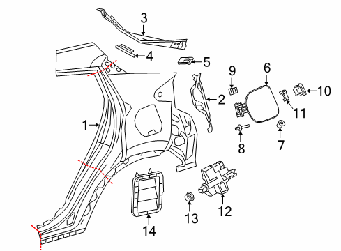 2019 Toyota C-HR Panel Sub-Assembly, QUAR Diagram for 61601-10A00