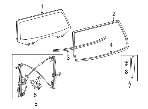 2020 Toyota Sequoia Run, Back Door Glass Diagram for 68275-0C040